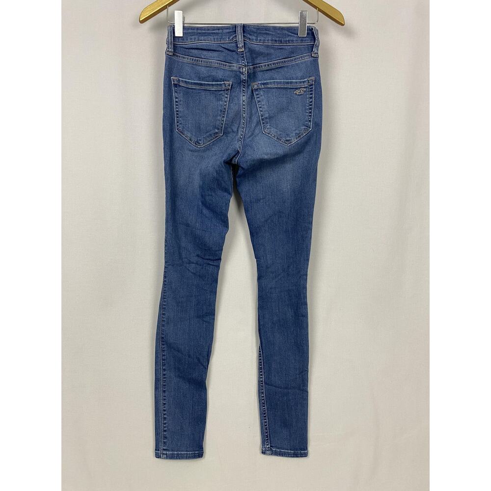 Hollister High Rise Jean Legging Jeans Womens 2R Blue Distressed Stretch 25x29 - Picture 2 of 12